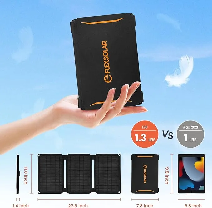 FlexSolar® E20 Portable Solar Phone Charger | 20W