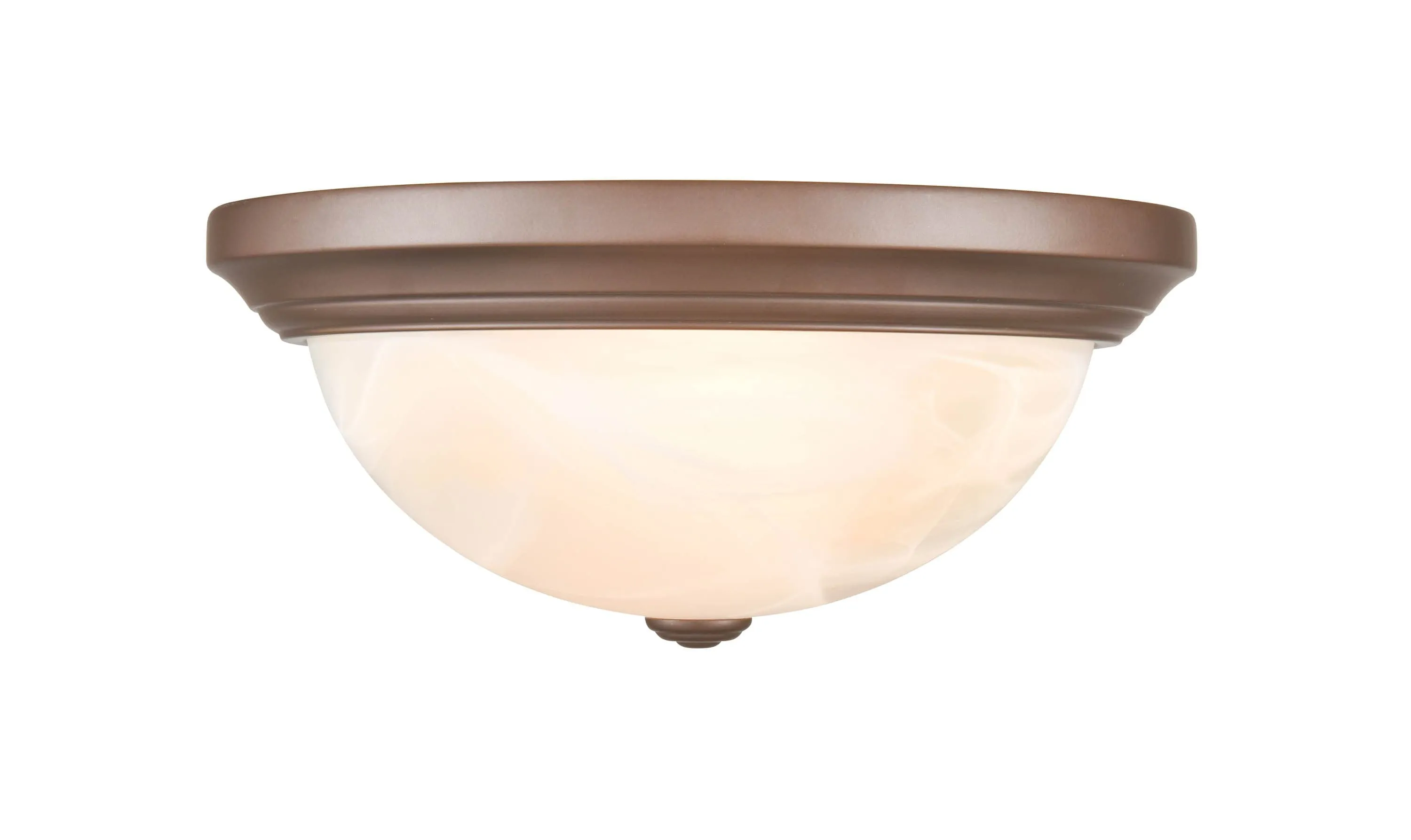 Flush Mount Fixture - Bronze - Faux Alabaster Glass - 13in. Diameter - E26 Medium Base