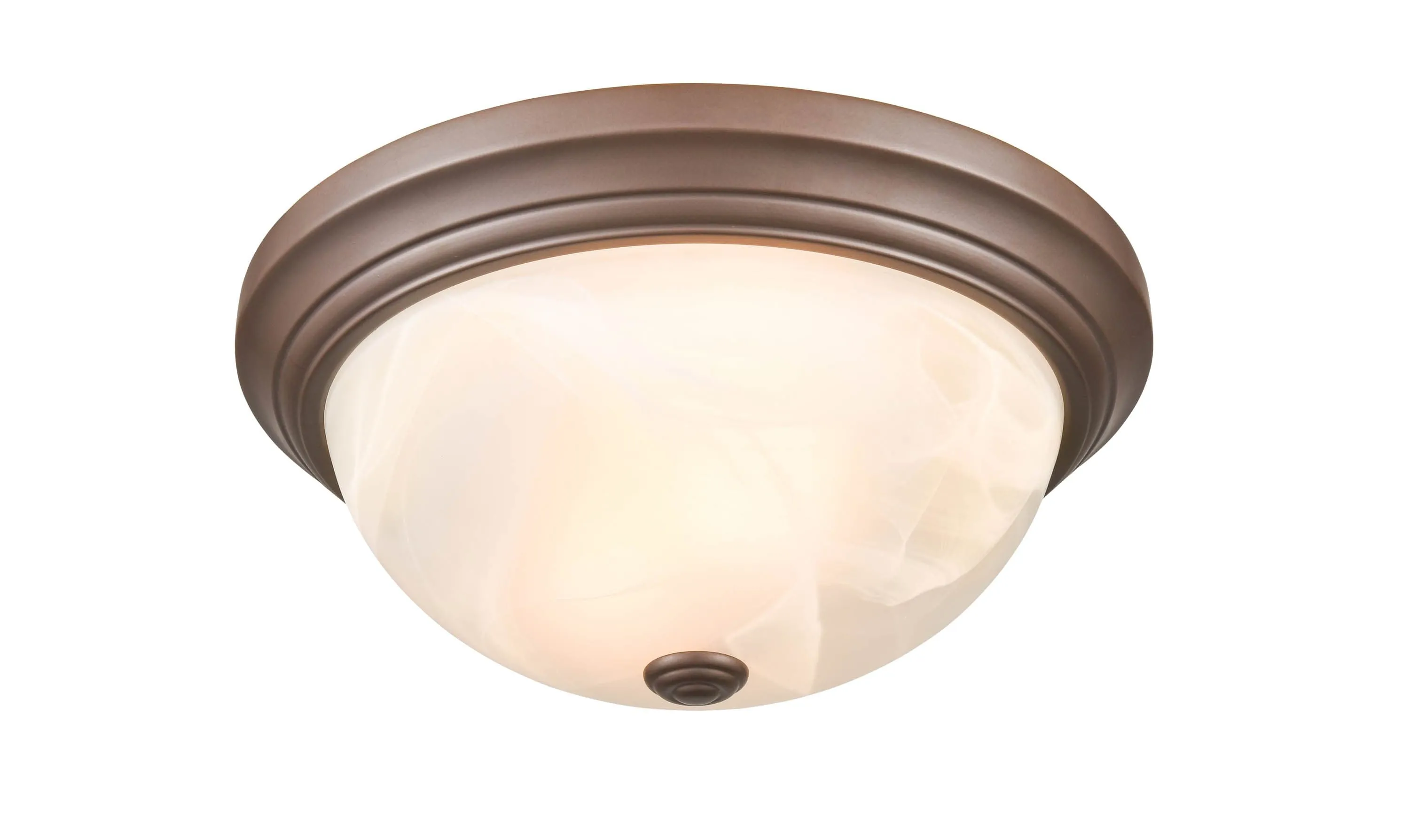 Flush Mount Fixture - Bronze - Faux Alabaster Glass - 13in. Diameter - E26 Medium Base