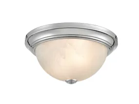 Flush Mount Fixture - Chrome - Faux Alabaster Glass - 11in. Diameter - E26 Medium Base