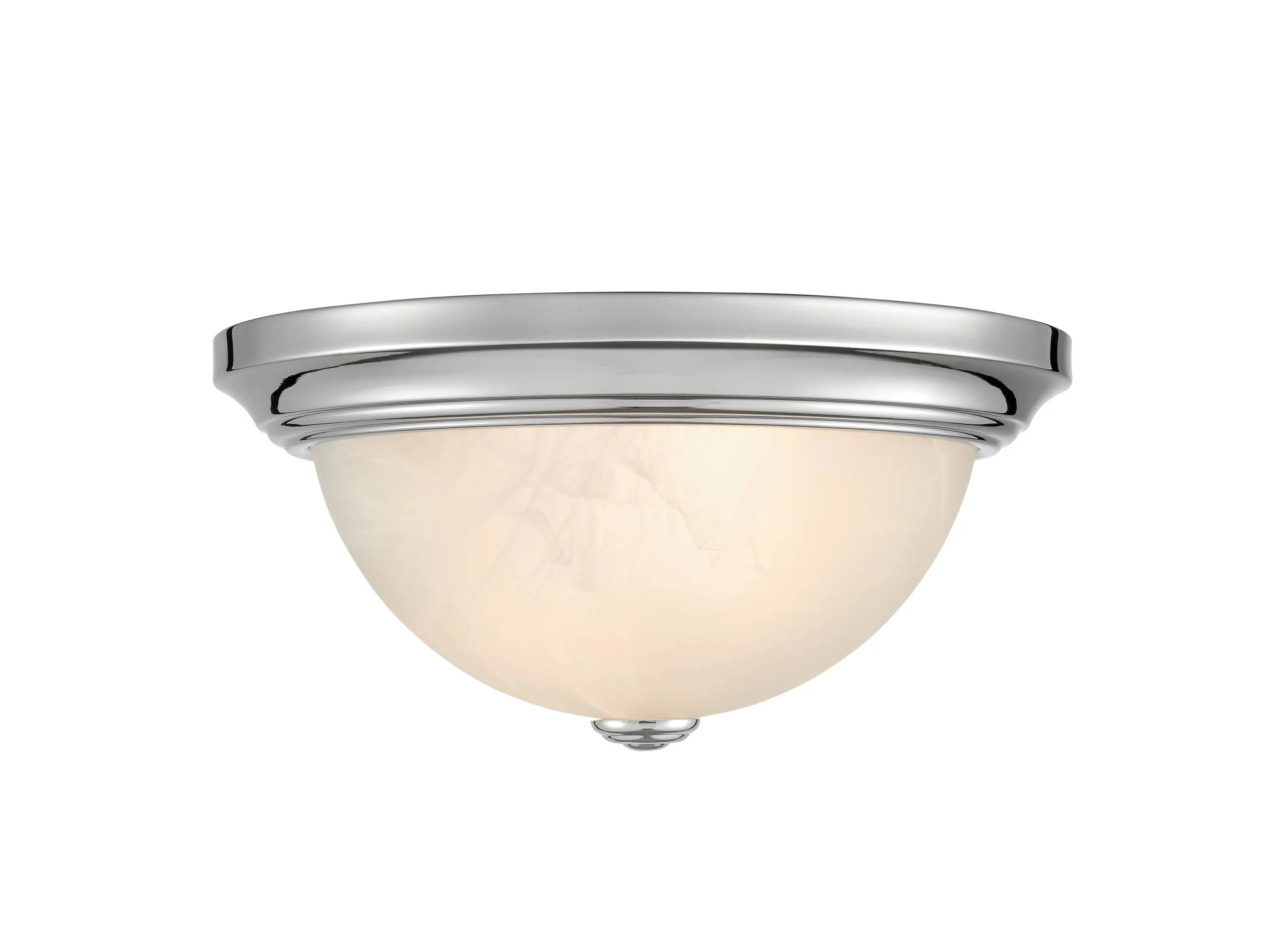 Flush Mount Fixture - Chrome - Faux Alabaster Glass - 11in. Diameter - E26 Medium Base