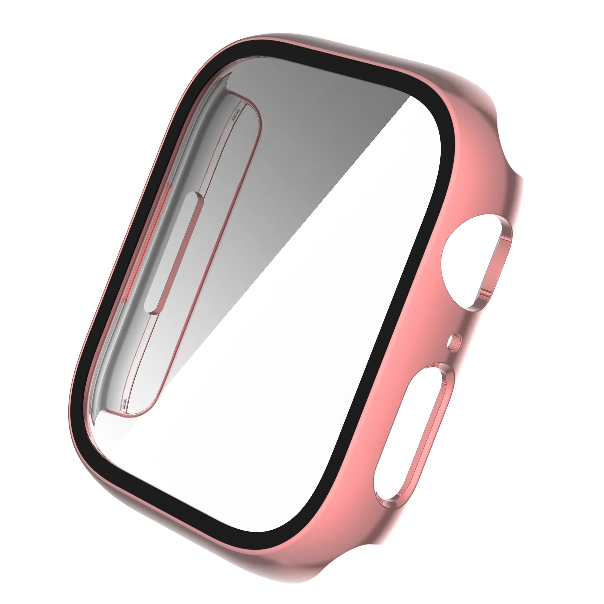 For Apple Watch iWatch Series 7 Case 45mm Tempered Glass Shockproof Full Cover -Pink