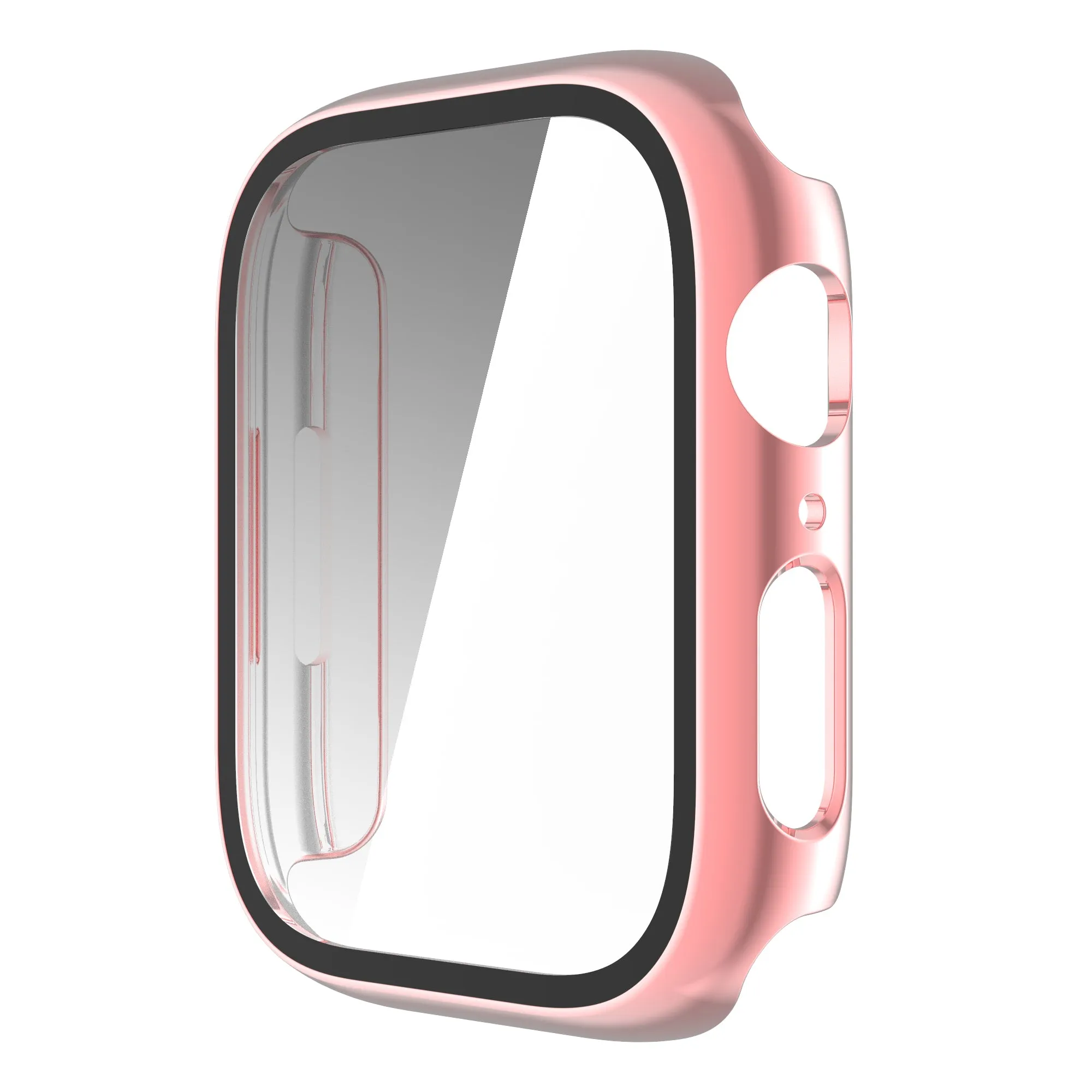 For Apple Watch iWatch Series 7 Case 45mm Tempered Glass Shockproof Full Cover -Pink