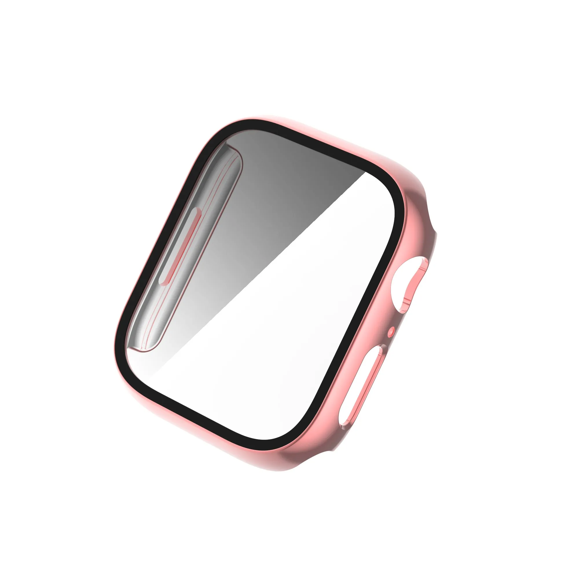 For Apple Watch iWatch Series 7 Case 45mm Tempered Glass Shockproof Full Cover -Pink