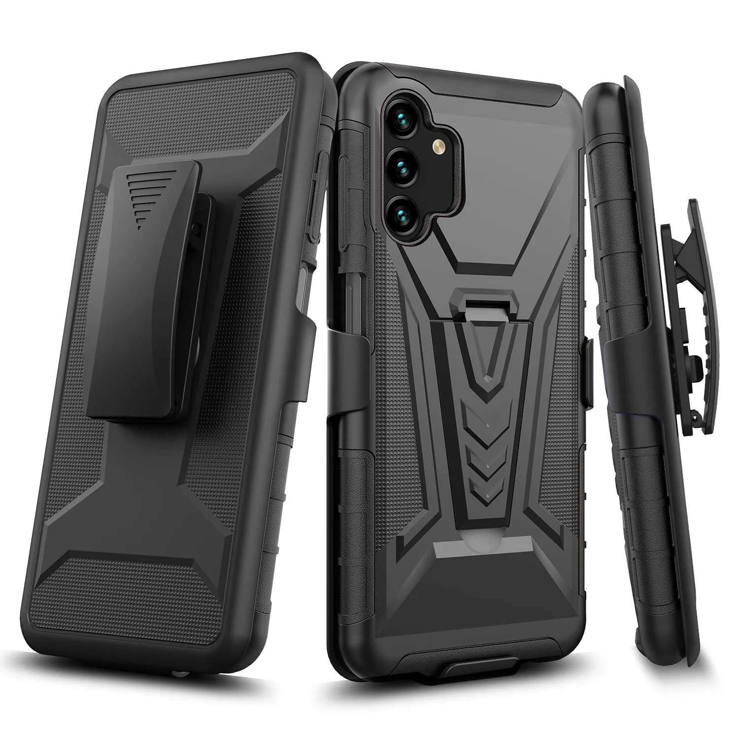 For Samsung Galaxy A14 5G Case ,A14 5G Case with Tempered Glass Screen Protector Heavy Duty Protective Phone Case,Built-in Kickstand Rugged Shockproof Protective Phone Case - Black