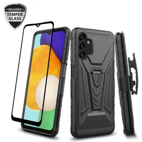 For Samsung Galaxy A14 5G Case ,A14 5G Case with Tempered Glass Screen Protector Heavy Duty Protective Phone Case,Built-in Kickstand Rugged Shockproof Protective Phone Case - Black