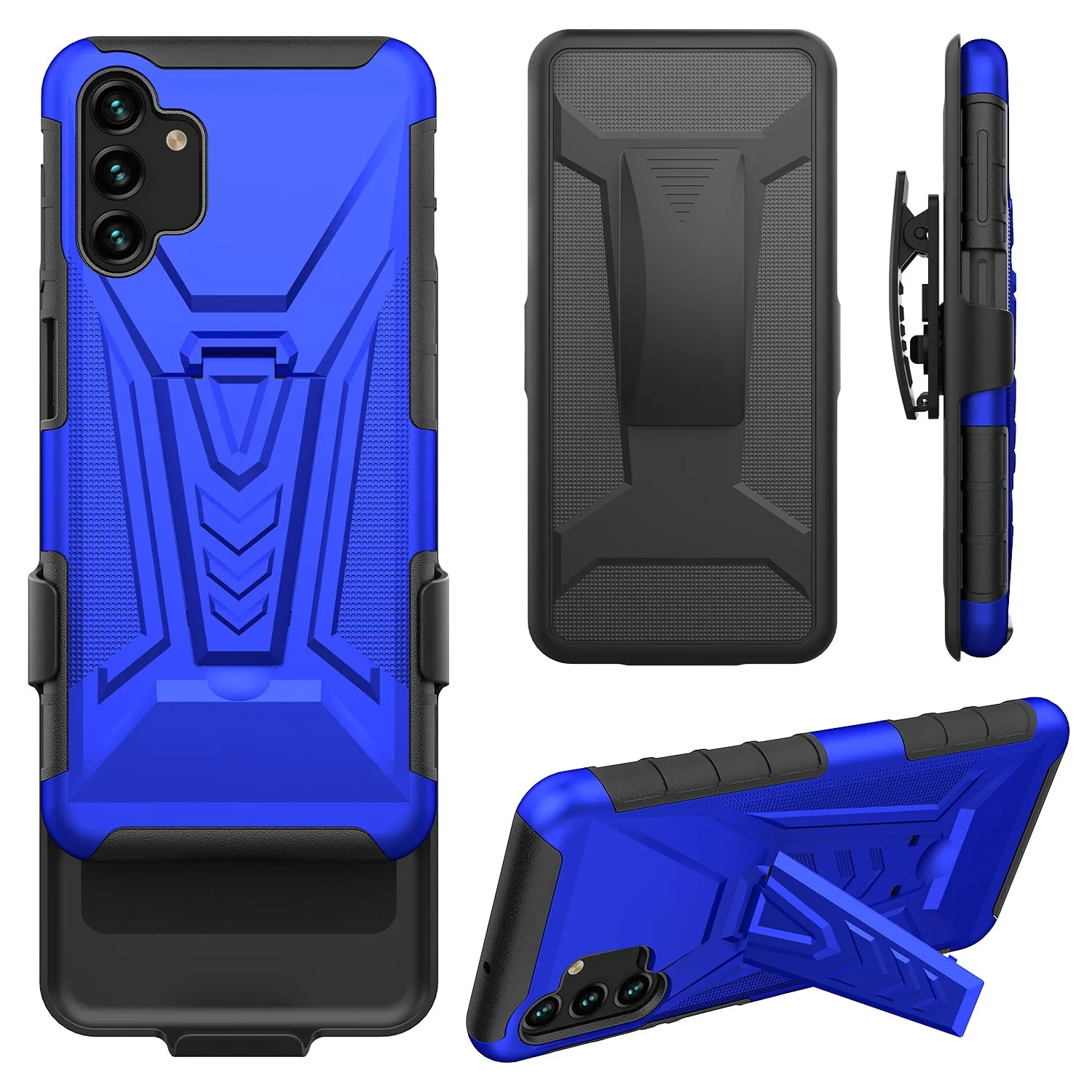 For Samsung Galaxy A14 5G Case ,A14 5G Case with Tempered Glass Screen Protector Heavy Duty Protective Phone Case,Built-in Kickstand Rugged Shockproof Protective Phone Case - Blue