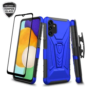 For Samsung Galaxy A14 5G Case ,A14 5G Case with Tempered Glass Screen Protector Heavy Duty Protective Phone Case,Built-in Kickstand Rugged Shockproof Protective Phone Case - Blue