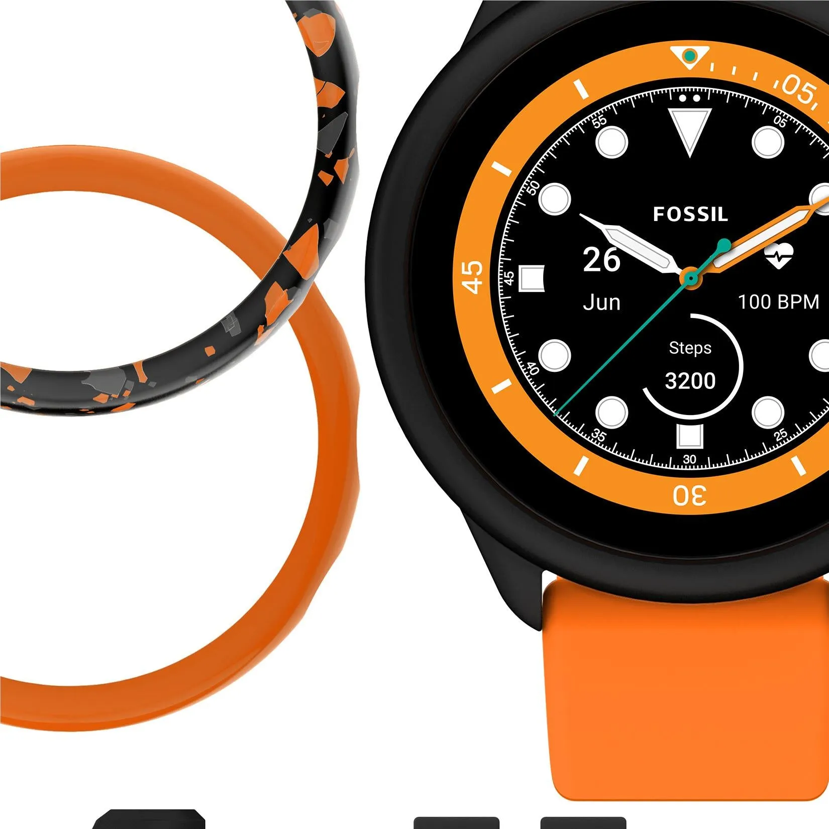 Fossil Gen 6 Smartwatch Wellness Edition Set (Orange/Black)