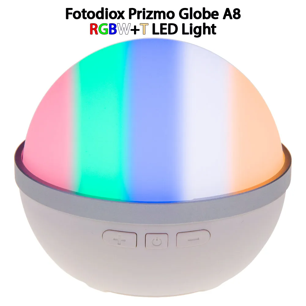 Fotodiox Pro Prizmo Globe Case RGBW T LED Light - Set of 6 Multi Color, Dimmable, Professional Photo/Video LED Domed Globe Lights with Special Effects Settings