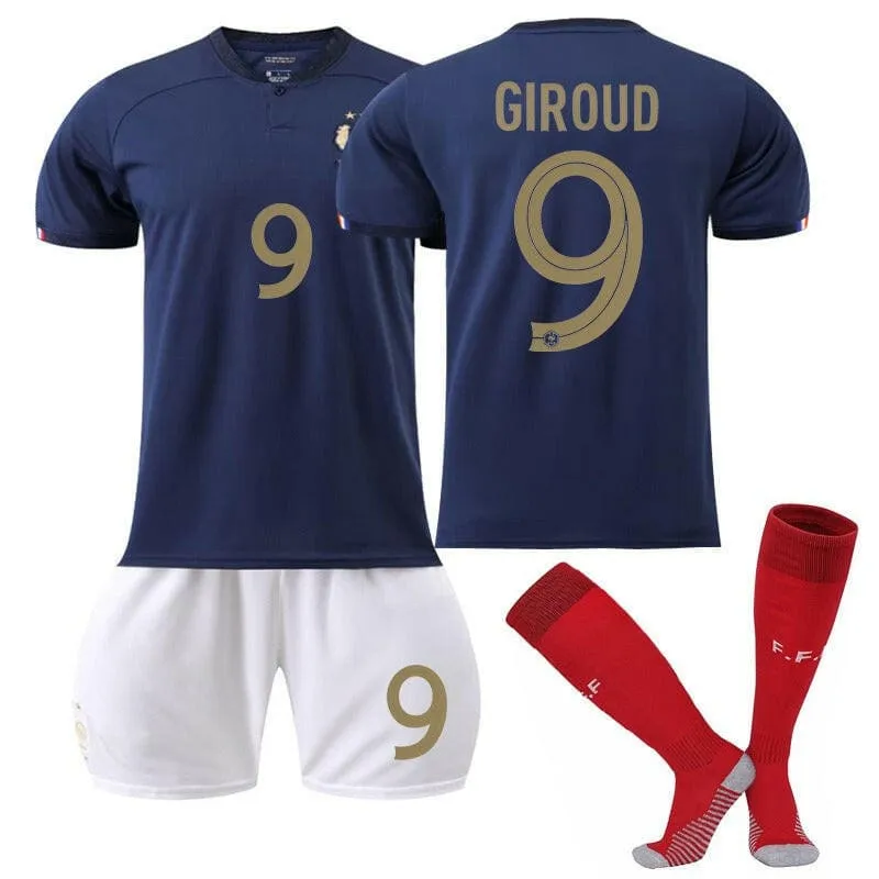 France Home Football Kit with Mbappe's No. 10 Jersey