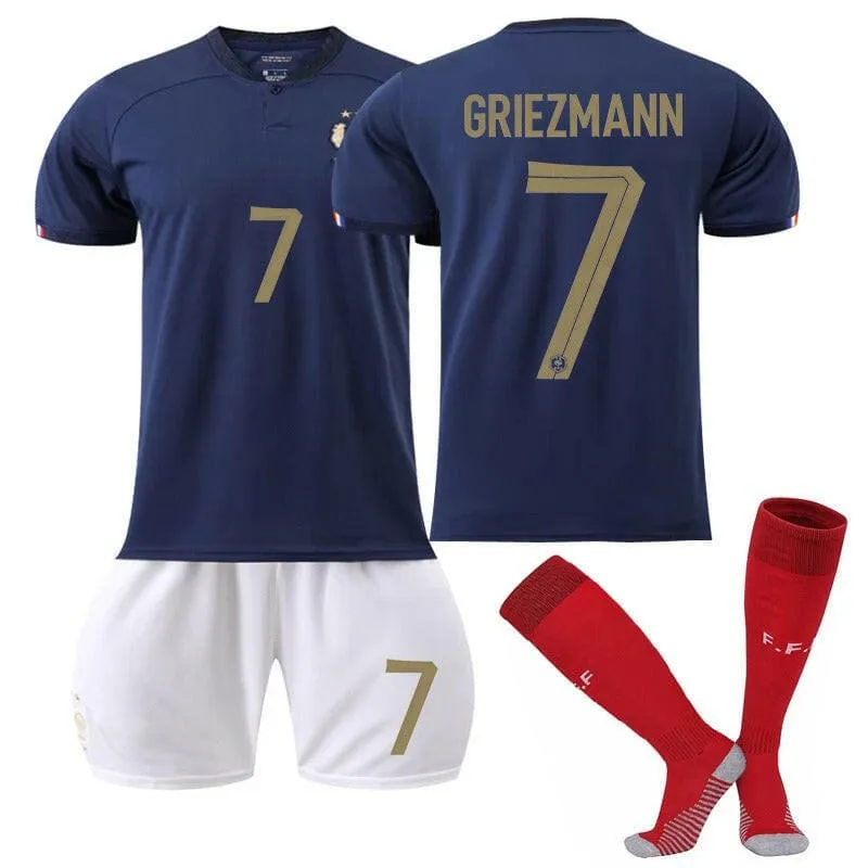 France Home Football Kit with Mbappe's No. 10 Jersey