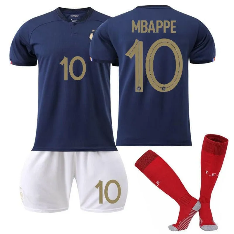 France Home Football Kit with Mbappe's No. 10 Jersey