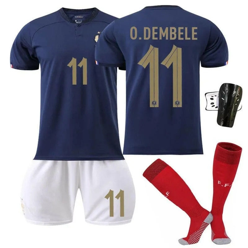 France Home Football Kit with Mbappe's No. 10 Jersey