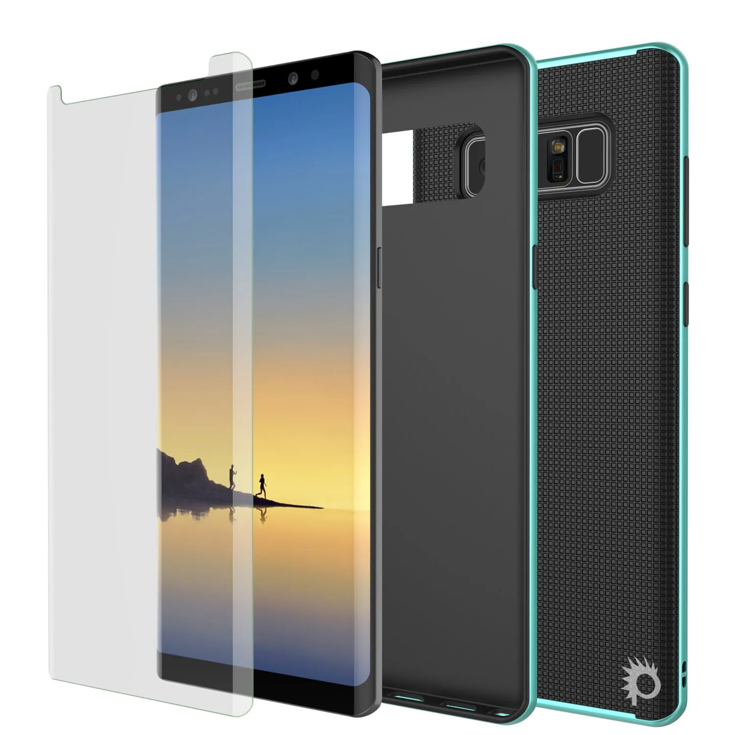 Galaxy Note 8 Hybrid 3-Piece Anti-Shock Dual Layer Bumper Case | Teal