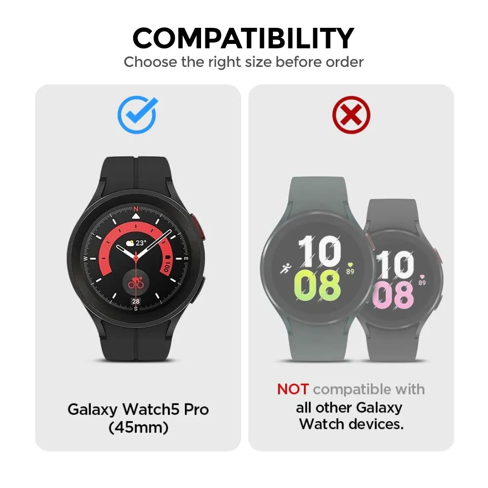 Galaxy Watch 5 Pro 45mm Case with Screen Protector  Pack of 2  Silicone Protective Case Cover | Clear