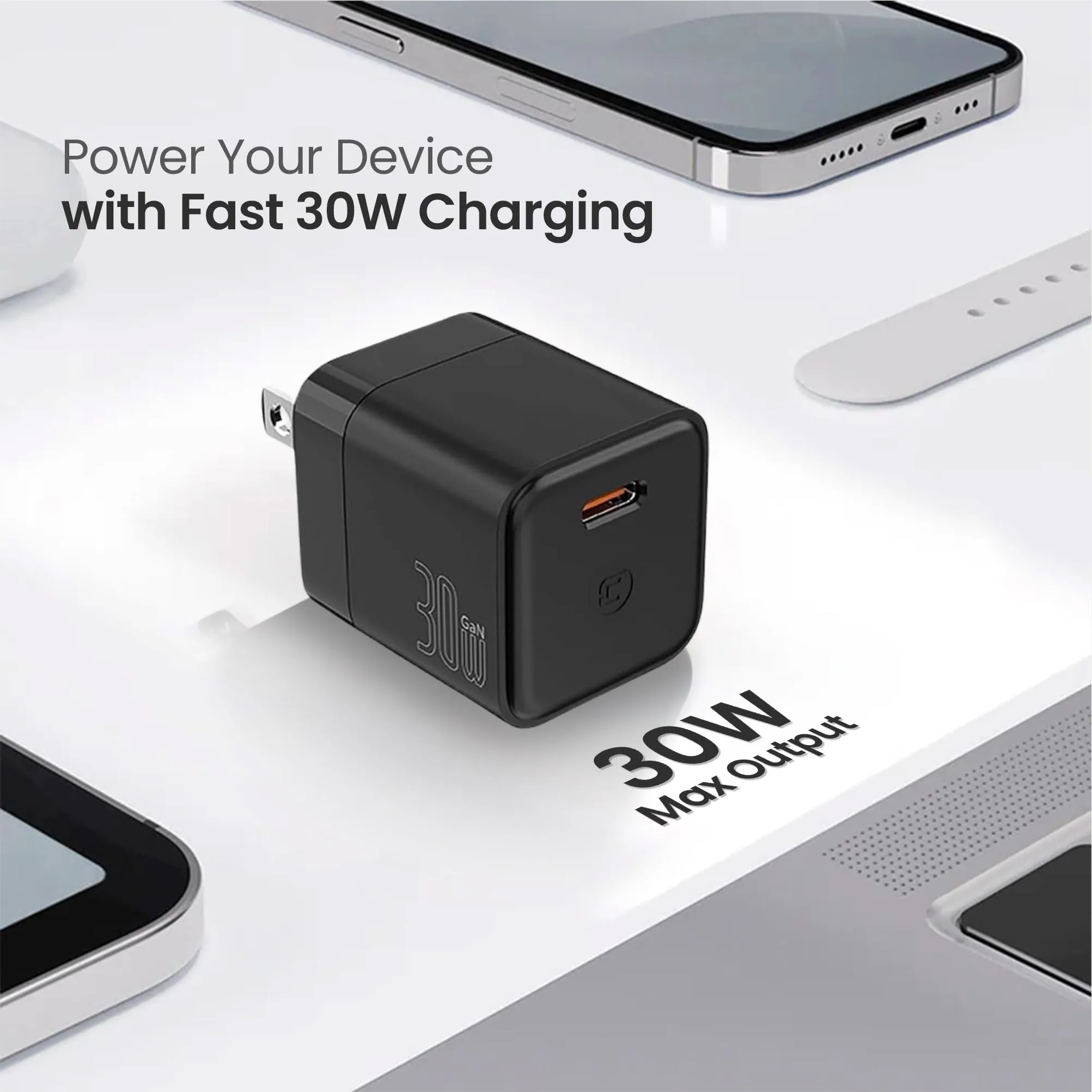 GaN 30W Wall Charger - Black