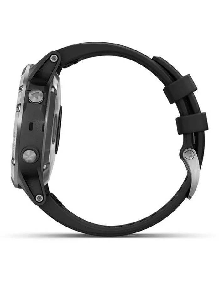 Garmin Fenix 5 Plus Multisport Watch - Stainless Steel - Black Band - Bluetooth