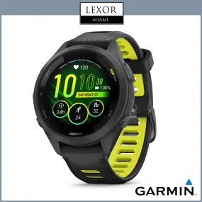 Garmin Forerunner® 265S, Black Bezel and Case with Black/Amp Yellow Silicone Band 010-02810-03 Watches UPC 753759313685