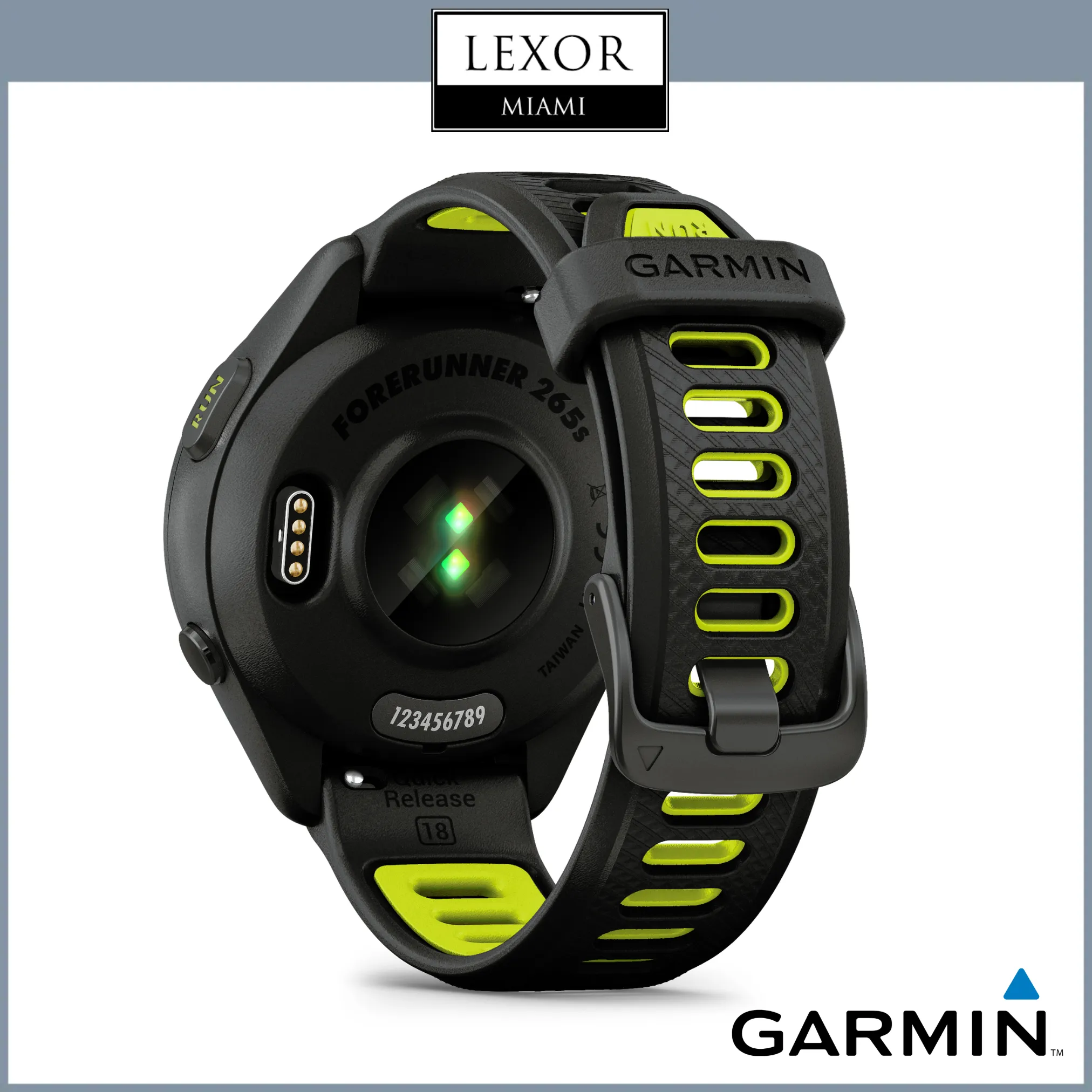 Garmin Forerunner® 265S, Black Bezel and Case with Black/Amp Yellow Silicone Band 010-02810-03 Watches UPC 753759313685