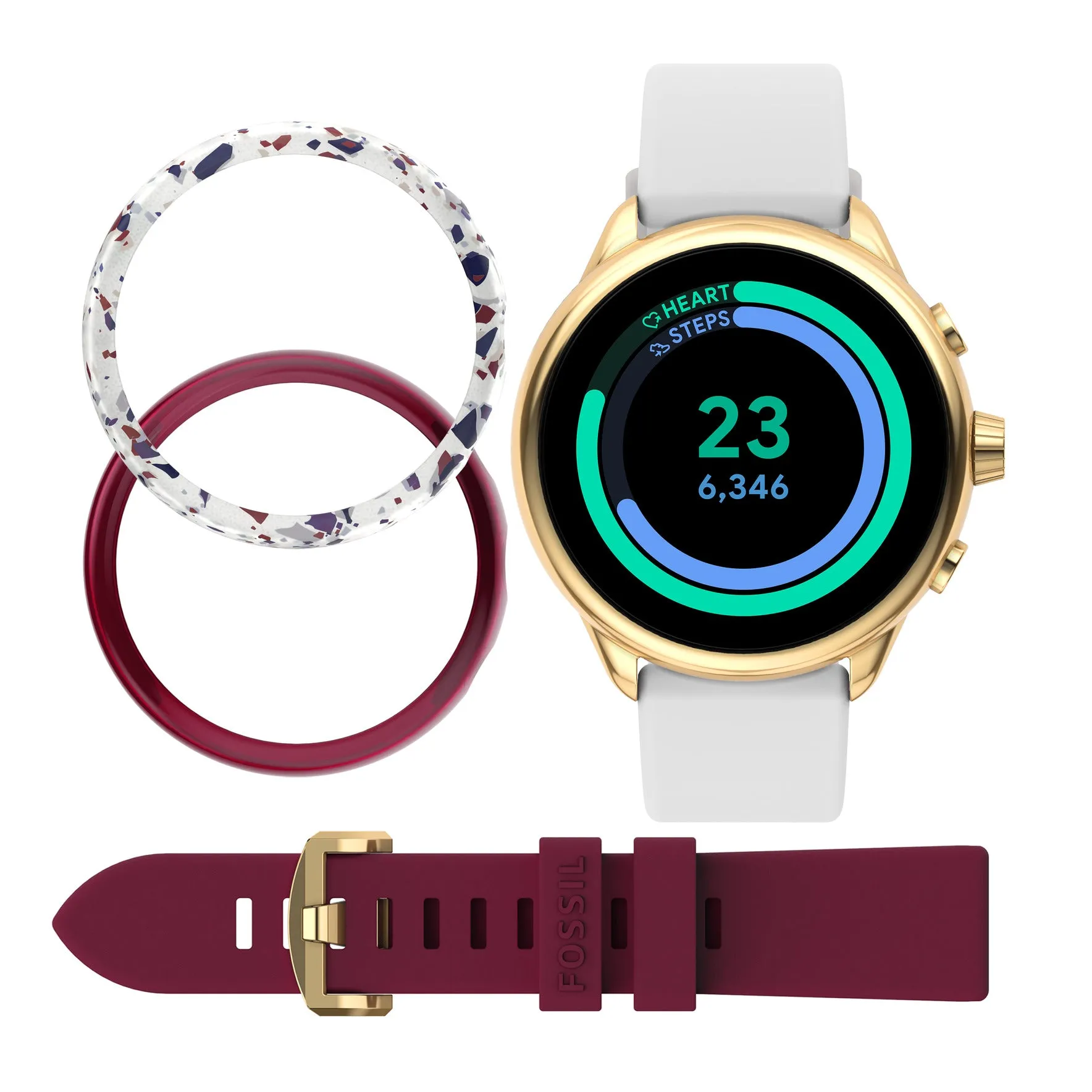 Gen 6 Wellness Edition Smartwatch White Silicone and Interchangeable Strap and Bumper Set