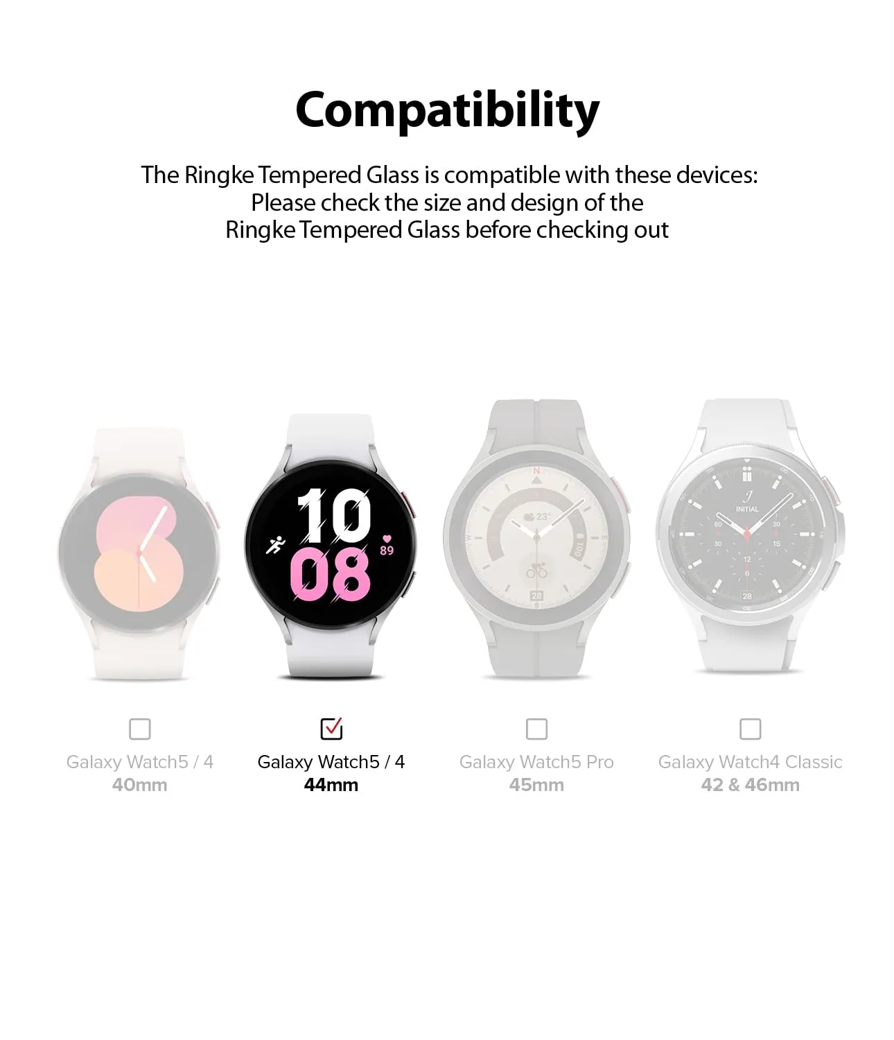 Glass [4 Pack] Compatible with Samsung Galaxy Watch 5 44mm / Galaxy Watch 4 44mm