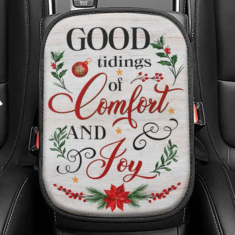 Good Tidings Of Comfort And Joy Christmas Seat Box Cover, Bible Verse Car Center Console Cover, Scripture Interior Car Accessories