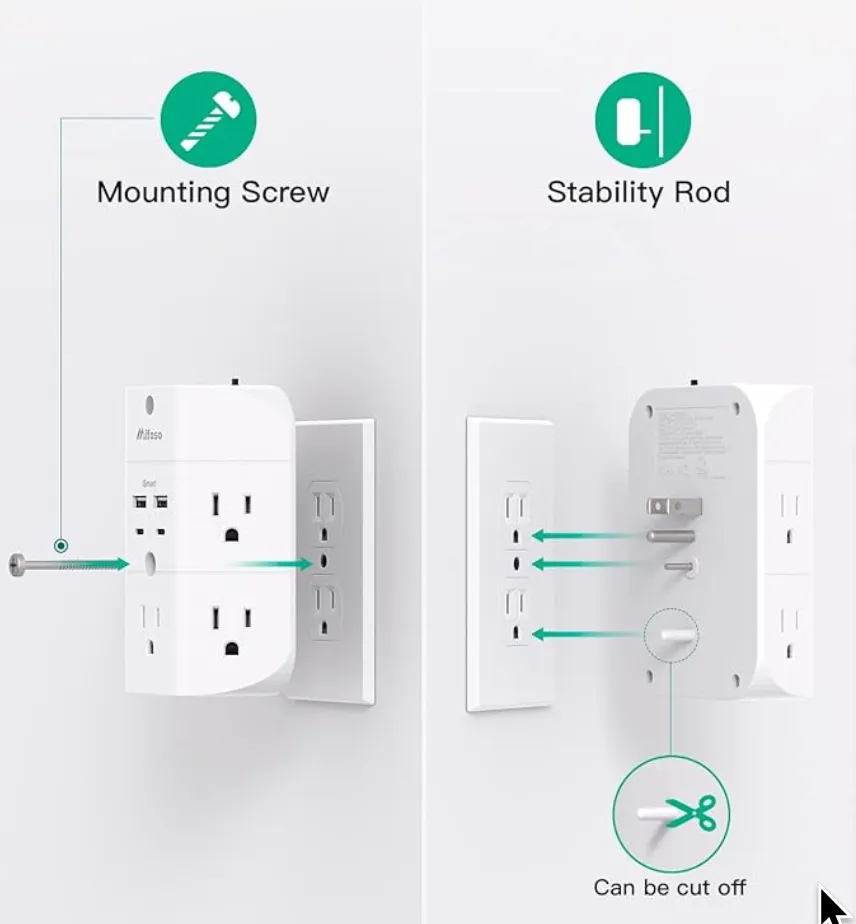 Grounded Charger.No Electric EMF  USB  and USB-C Charging Station and Power Strip