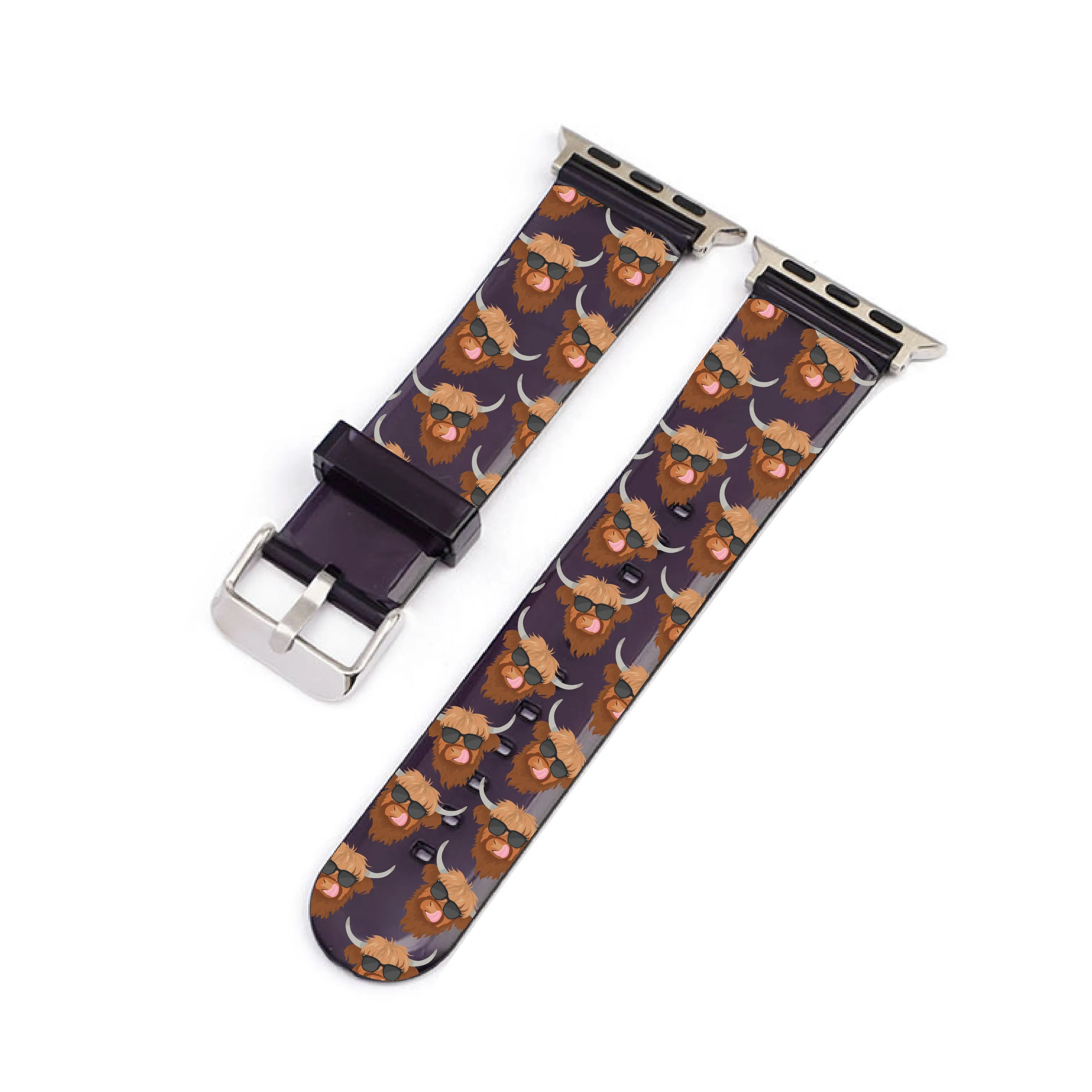 Harvey the Summer Highland Cow Black Smartwatch Strap