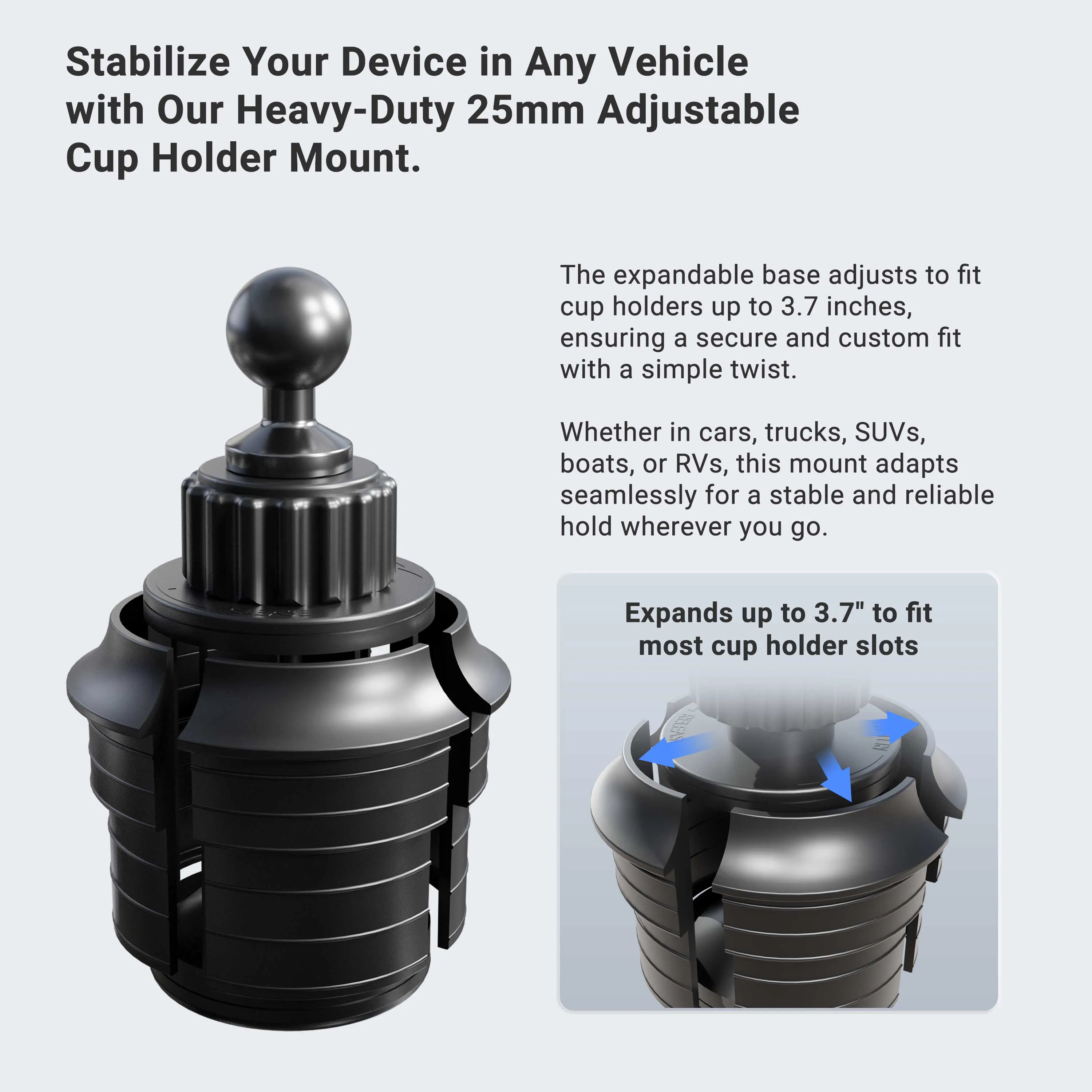 Heavy-Duty Car Cup Holder VESA Mount