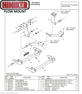 Hiniker Snowplow Mount - Quick Hitch 2 (QH2), 2003-2010 Chevy/GMC C4500-C5500, 25012873