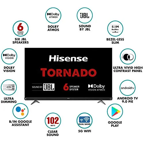 Hisense 139 cm (55 inches) 4K Ultra HD Smart Certified Android LED TV 55A73F (Black) (2020 Model) | With JBL 6 Speaker System