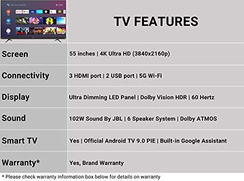 Hisense 139 cm (55 inches) 4K Ultra HD Smart Certified Android LED TV 55A73F (Black) (2020 Model) | With JBL 6 Speaker System