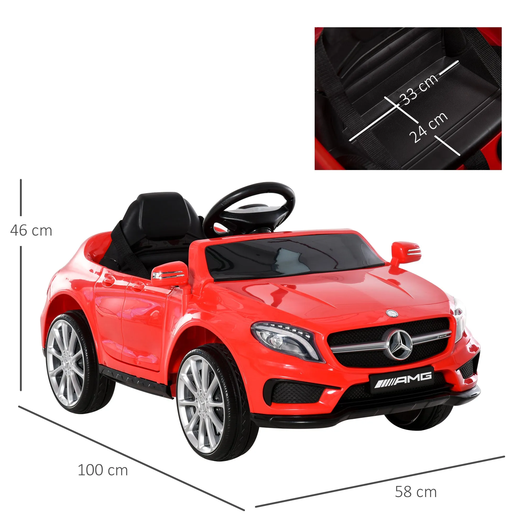 HOMCOM Kids Electric Ride On Car Mercedes Benz GLA 6V - Red