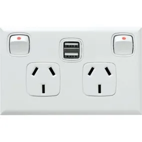 HPM EXCEL Double Powerpoint With Dual USB Charger