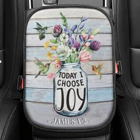 Hummingbird Flowers Today I Choose Joy Seat Box Cover, Bible Verse Car Center Console Cover, Scripture Interior Car Accessories