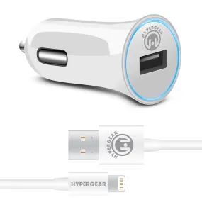 HyperGear Rapid 2.4A Car Charger w/MFI Lightning Cable 4ft