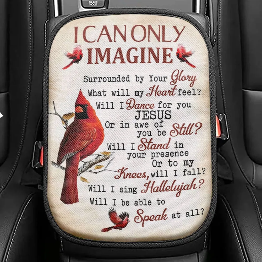 I Can Only Imagine Cardinal Christian Decor Seat Box Cover, Bible Verse Car Center Console Cover, Scripture Interior Car Accessories