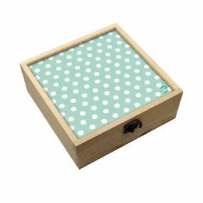 Jewellery Box Makepup Organizer -  White Dots Green