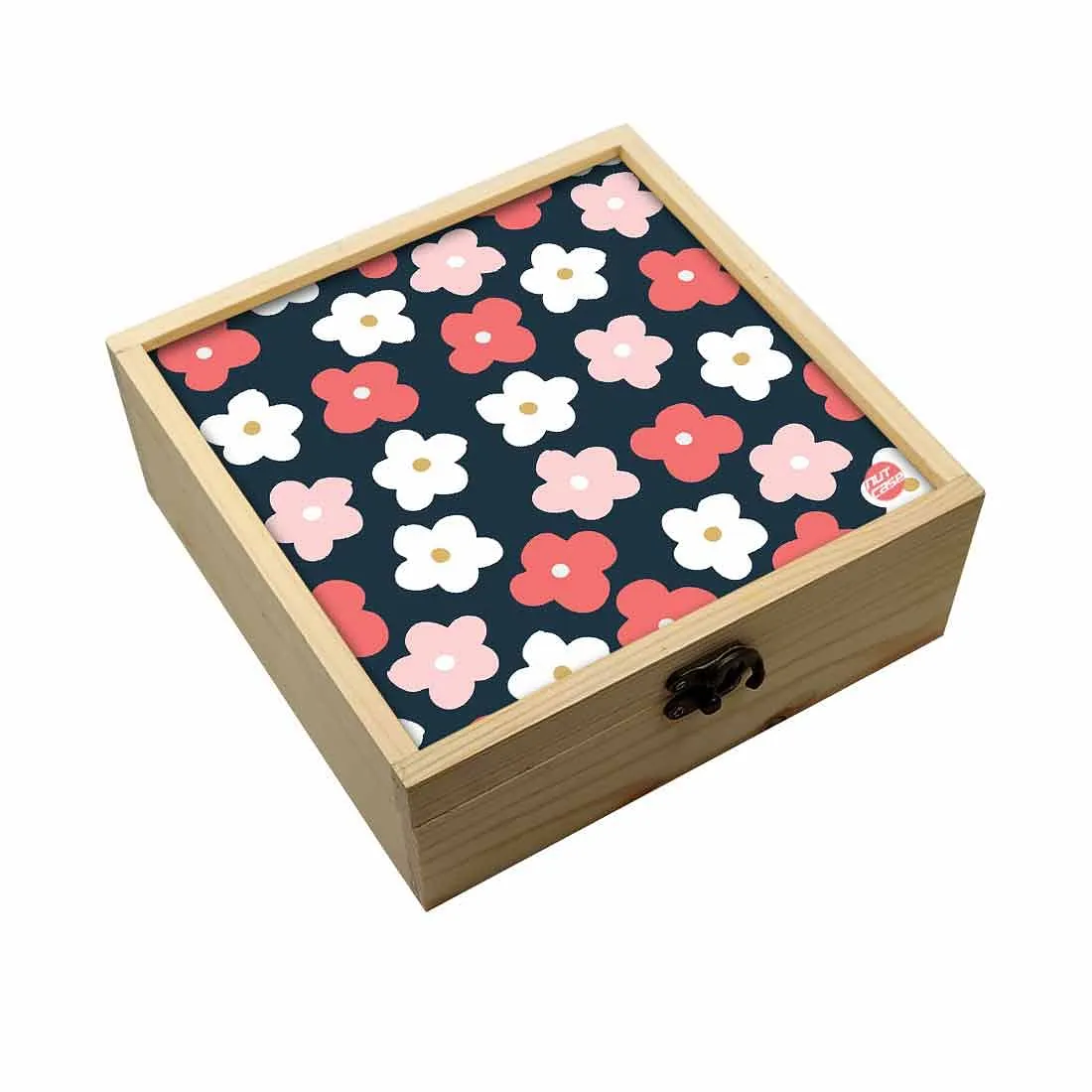 Jewellery Box Wooden Jewelry Organizer -  Spring Pink & Blue