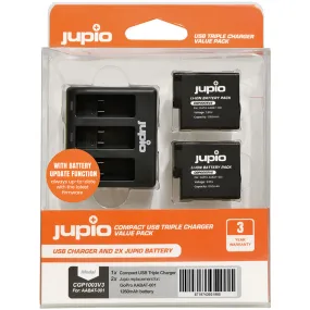 Jupio Kit: 2 x GoPro Hero 5/6/7 1260mAh Batteries   USB Triple Charger