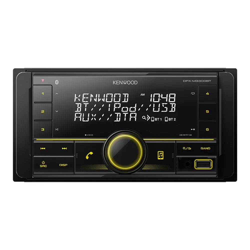 Kenwood DPX-M3300BT 4 x 50W Mechless Double DIN Receiver Head Unit with Bluetooth and iPhone Support