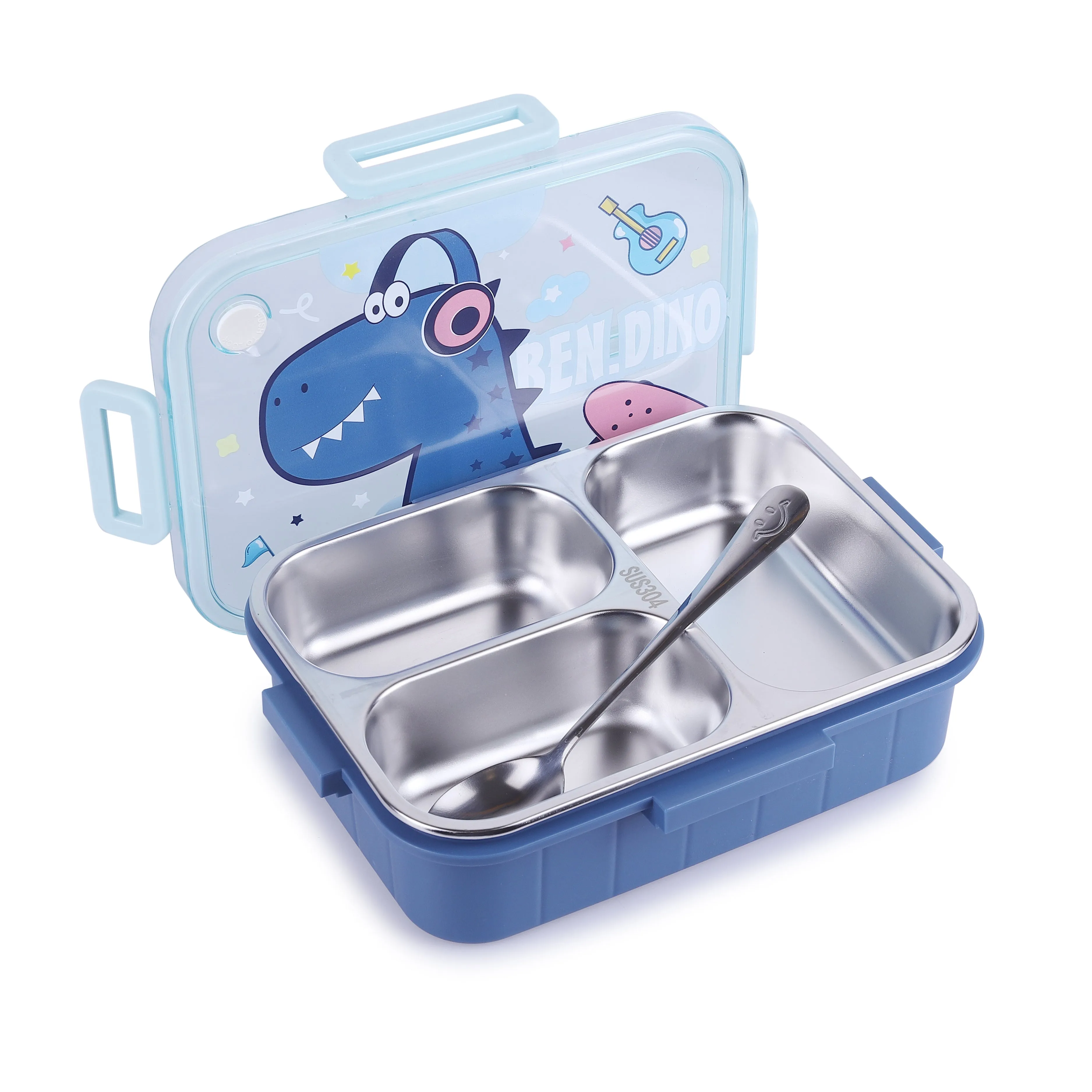 Kids Character 3 Compartment Stainless Steel Bento Lunch Box