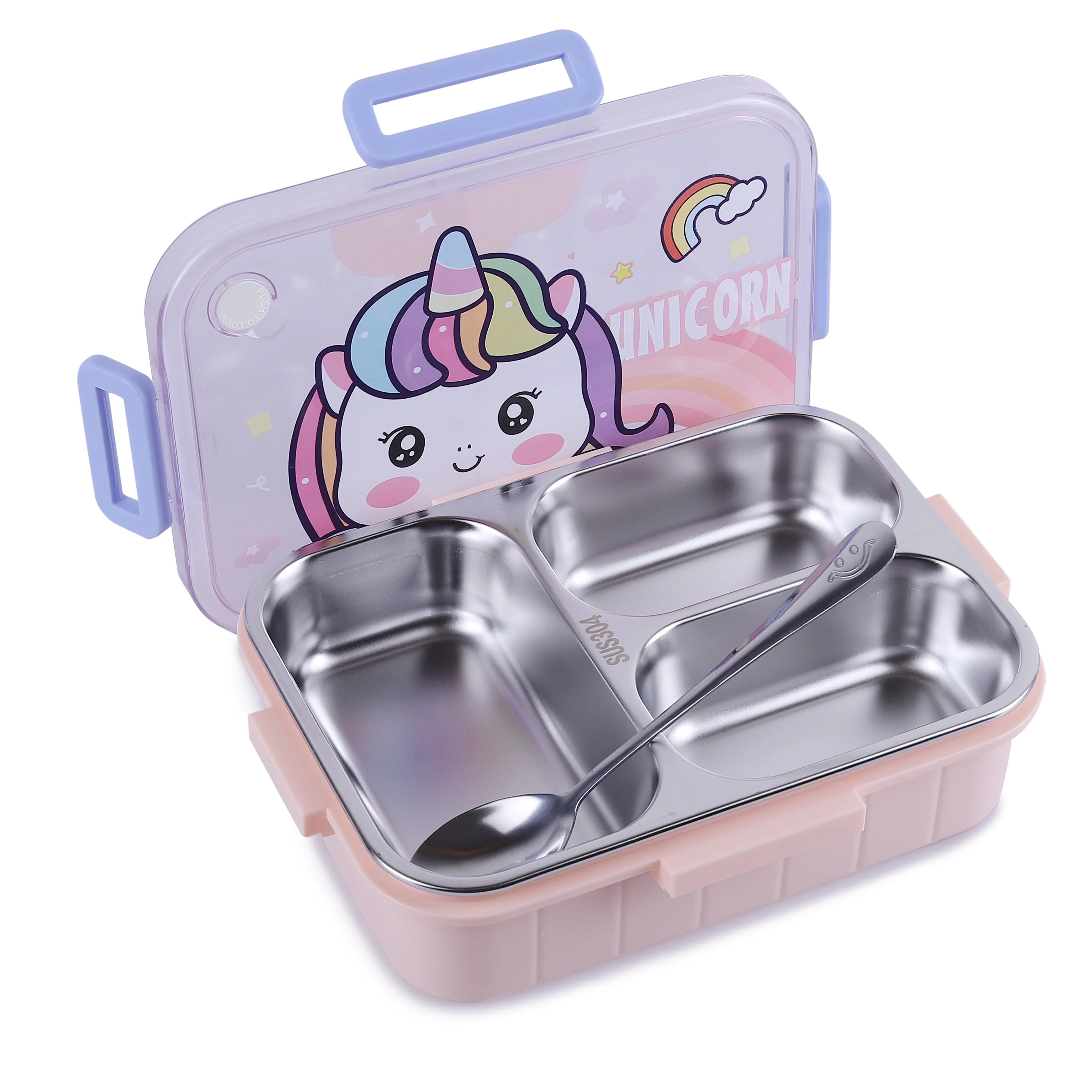 Kids Character 3 Compartment Stainless Steel Bento Lunch Box