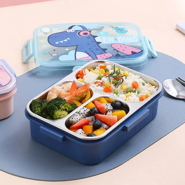 Kids Character 3 Compartment Stainless Steel Bento Lunch Box