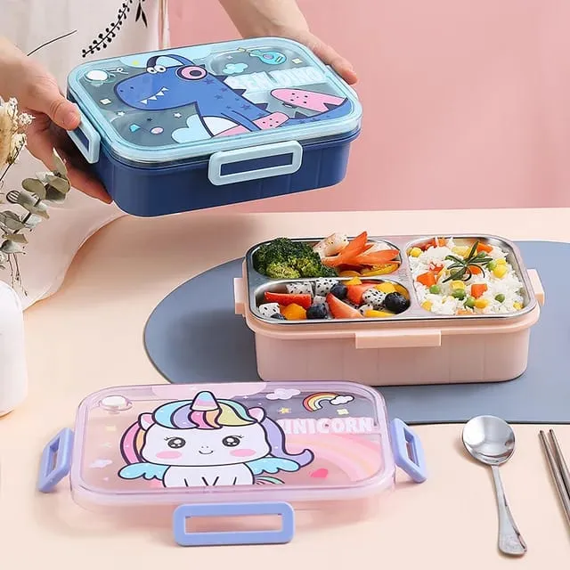 Kids Character 3 Compartment Stainless Steel Bento Lunch Box