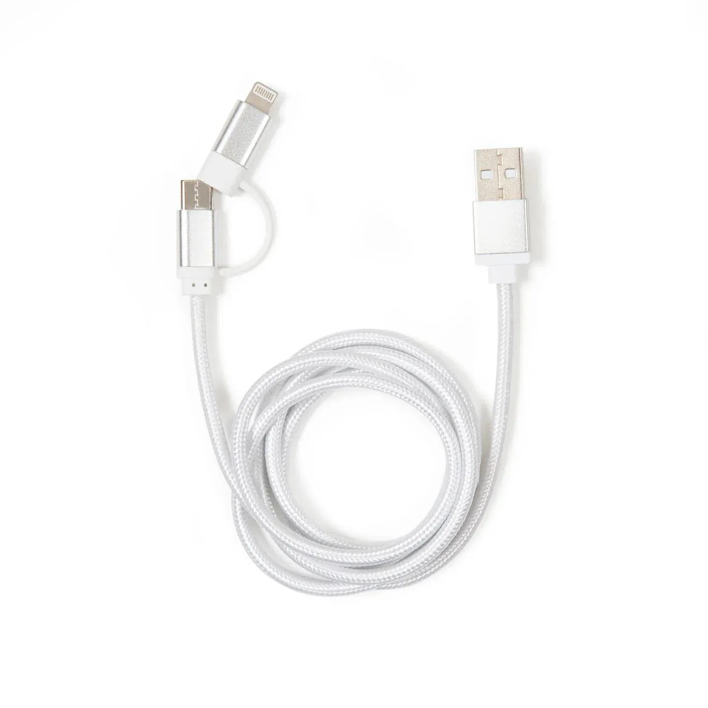 Kikkerland Silver 2-In-1 Braided Cable