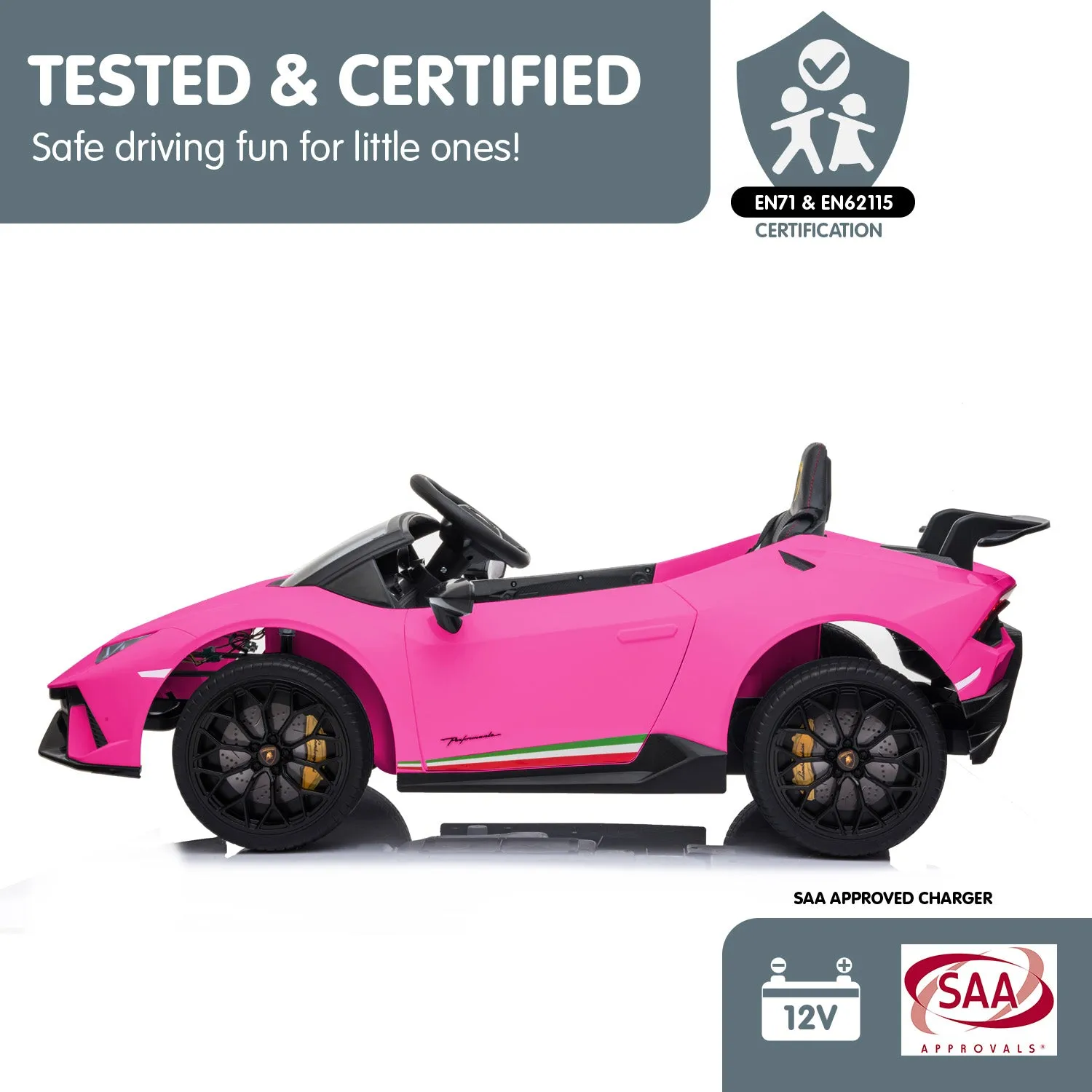 Lamborghini Performante Kids Pink Electric Ride On Car - Kahuna