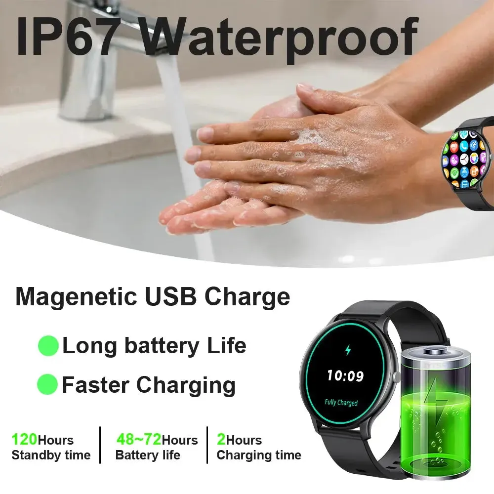 LAXASFIT Smart Watch Men Women Full Touch Screen Sport Fitness Watch Man IP67 Waterproof Bluetooth For Android IOS Smart Watch