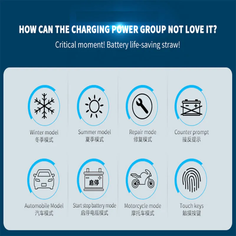 LCD Display Smart Car Battery Charger 12V/24V Repair